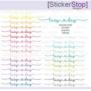Lazy Day Icon Digital Clipart in Rainbow Colors - Instant download PNG files