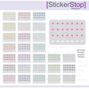 Pill Pack Icon Digital Clipart in Rainbow Colors - Instant download PNG files