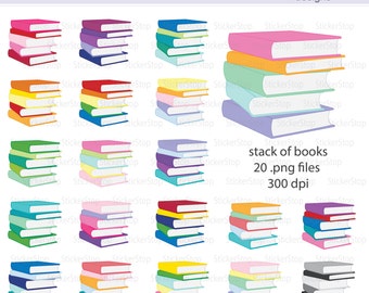 Stacks of Books Digital Clipart - Instant download PNG files