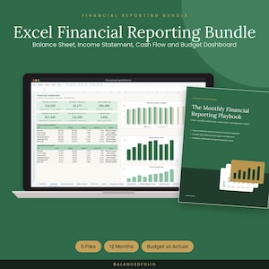 Excel Financial Reporting Bundle | Balance Sheet, Income Statement, Budget Dashboard | Small Business Finance Template | Bookkeeping