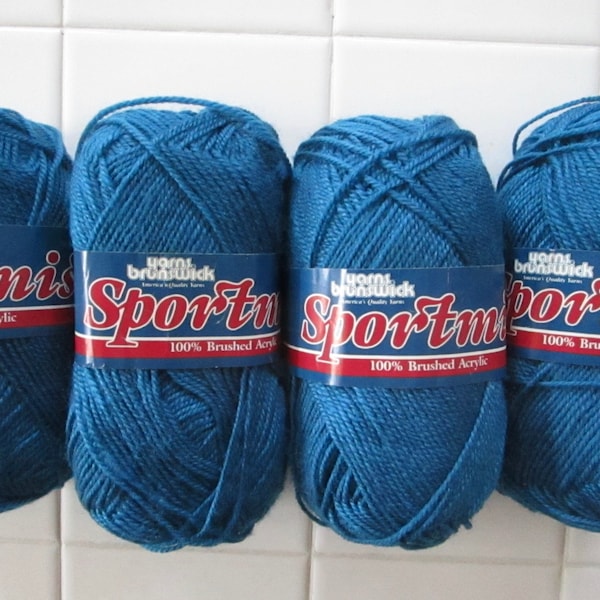 Yarns Brunswick Vintage Sportmist Yarn Lot of Four Skeins 100% Brushed Acrylic Blue Yarn 50 Gram Balls 170 yards/Skein De-stash 2024