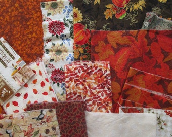 Autumn Fall Thanksgiving Fabric Quilting Pieces Small Cotton Fabric Scraps Junk Journal Small Crafting Project Fabric Pieces De-stash 2024