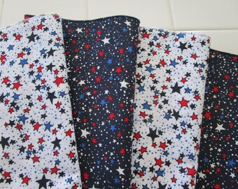 White and Blue Dinner Napkins Four Patriotic Starry Night Cloth Large Napkins Cotton Reusable Eco-friendly Summer Made in Wisconsin Napkins