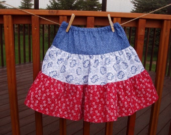 American Maid Skirt Girl's Modest Patriotic Cotton Skirt Size 10-12 Summer Skirt Memorial Day Parade Skirt Made in Wisconsin USA 2022