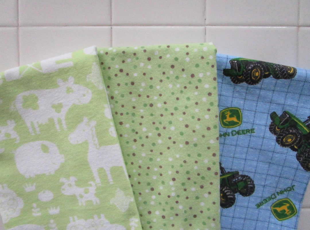 Preemie Boy Baby flannel blankets Three Small Farm Theme Cotton Flannel Receiving Swaddling