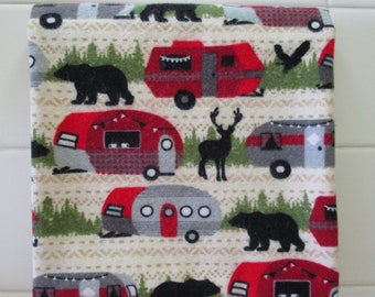 Preemie flannel blanket Rustic Camper Bear Moose Red Cotton Flannel Preemie Baby Receiving Swaddling Blankets Camping Theme Nursery 2024