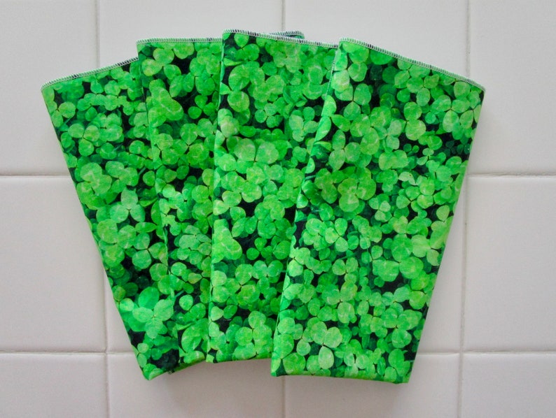 Kelly Green Shamrock Cloth Napkins Four Cotton Clover Napkins Etsy