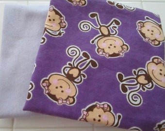Preemie flannel blankets Purple Monkey and Lavender Cotton Flannel Receiving Swaddling Blankets Preemie Baby Monkey Theme Nursery 2024