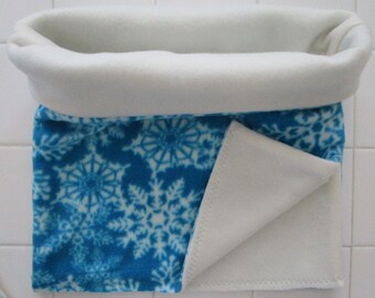 Gaiter Cold Weather Aqua Snowflakes Fleece Neck Face Chest Warmer Winter Sports Skiing Dog Mushing Reversible Fleece Scarf Made in Wisconsin