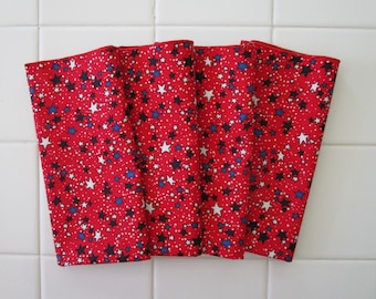 Red White Blue Lunch Napkin Patriotic Stars By the Dawn's Early Light Cotton Reusable Eco-friendly Napkins Summer Made in Wisconsin July 4th