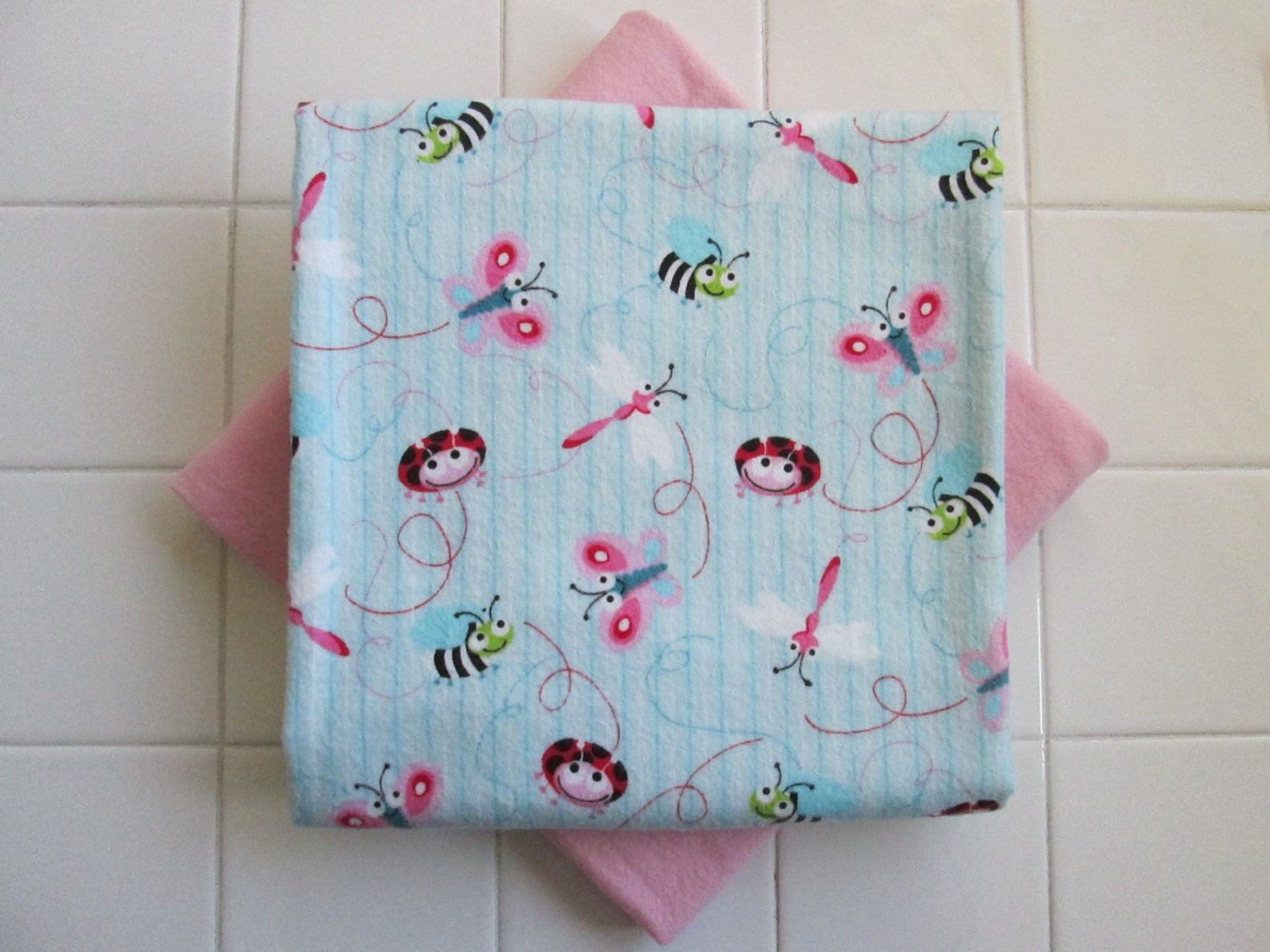 Little Bugs Two Cotton Baby Blankets Swaddle Receiving Etsy
