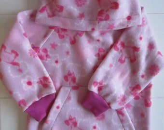 Pink Pony Fleece Hoodie Toddler T3 Pink on Pink Fleece Hooded Sweatshirt Ponies Flowers Hearts Spring Toddler Girl Gift Made in Wisconsin