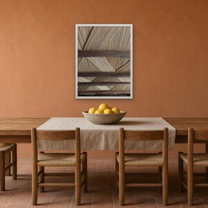 Moroccan Reed Ceiling Print, Natural Wood Beams, Boho Texture Framed Poster