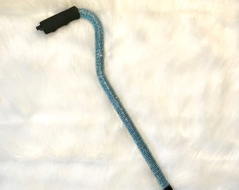 Bling cane- sparkly cane- blue cane- disability gift- seniorr gift- unique woman's gift- bling walking cane- custom cane- decorative cane