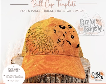 Vorlage zum Verbrennen von Königspython und Chrysantheme - Digitale Vorlage zum Verbrennen von Hüten - Trucker-Cap - Baseballkappe - Breitkrempige - Pyrographie-PNG