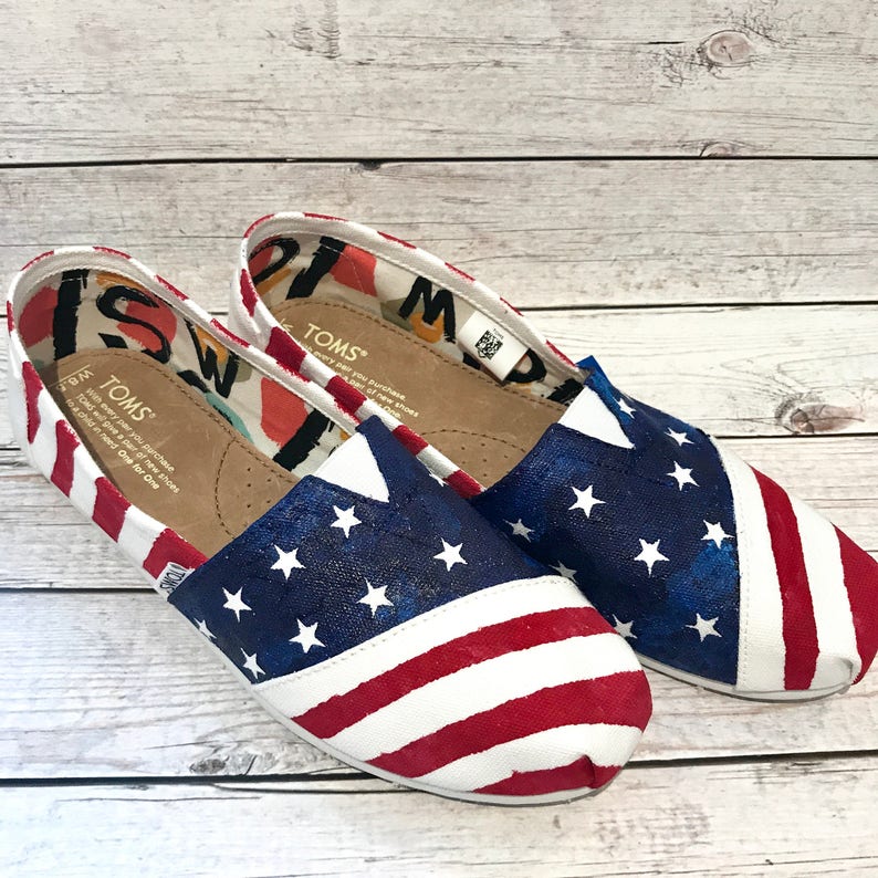Hand painted toms fourth of July shoes patriotic canvas Etsy