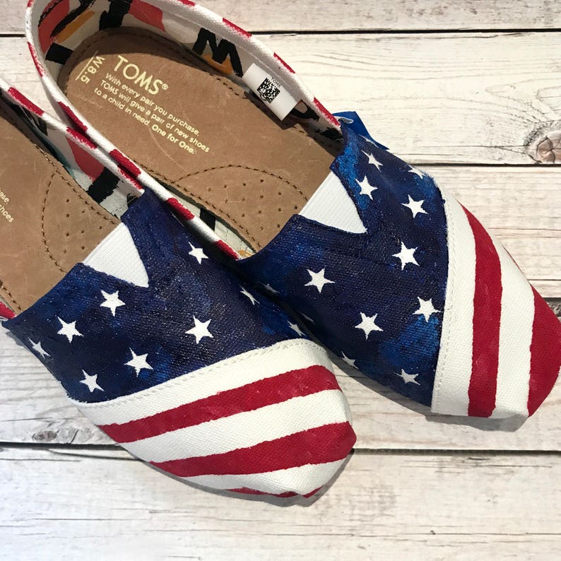 Hand painted toms fourth of July shoes patriotic canvas Etsy