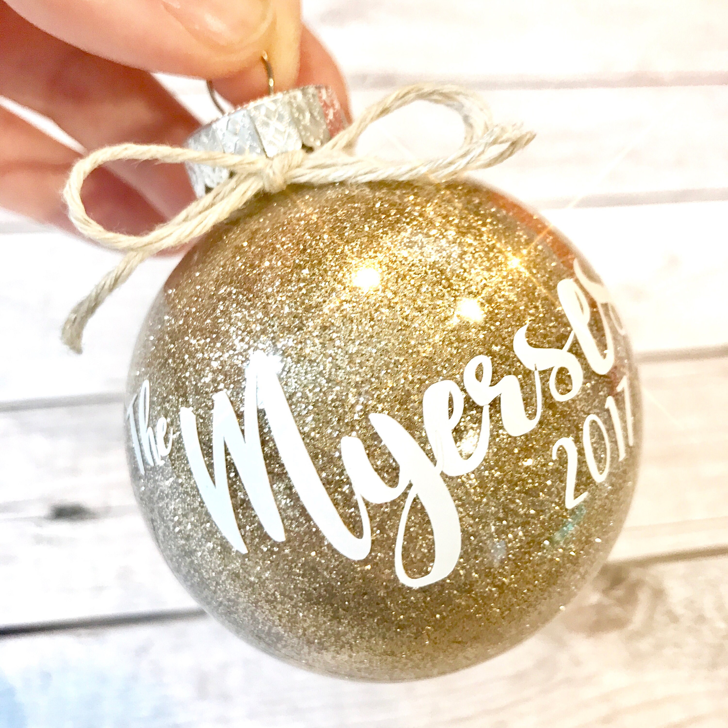 Glitter christmas ornament FREE SHIPPING monogrammed gold Etsy