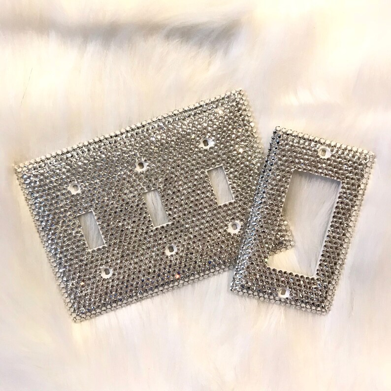 Bling Light Switch Plate Set Crystal Switch Plate Bling Light Set Crystal Home Decor Glam Bedroom Decor Princess Room Accessories