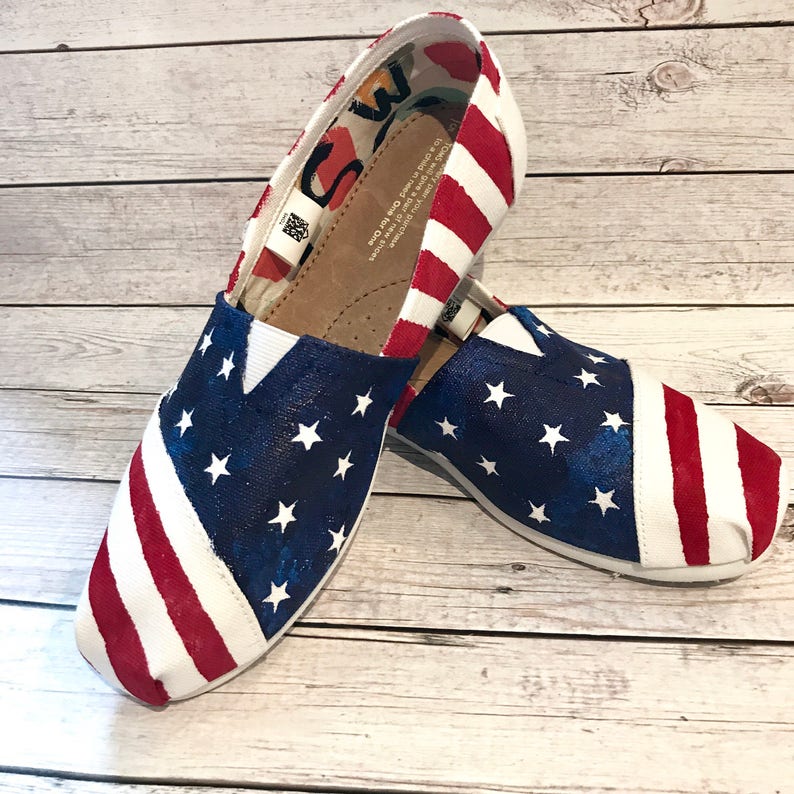 Hand painted toms fourth of July shoes patriotic canvas Etsy