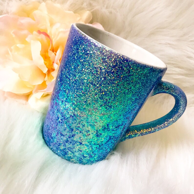 Purple blue glitter coffee mug FREE SHIPPING epoxy sealed Etsy