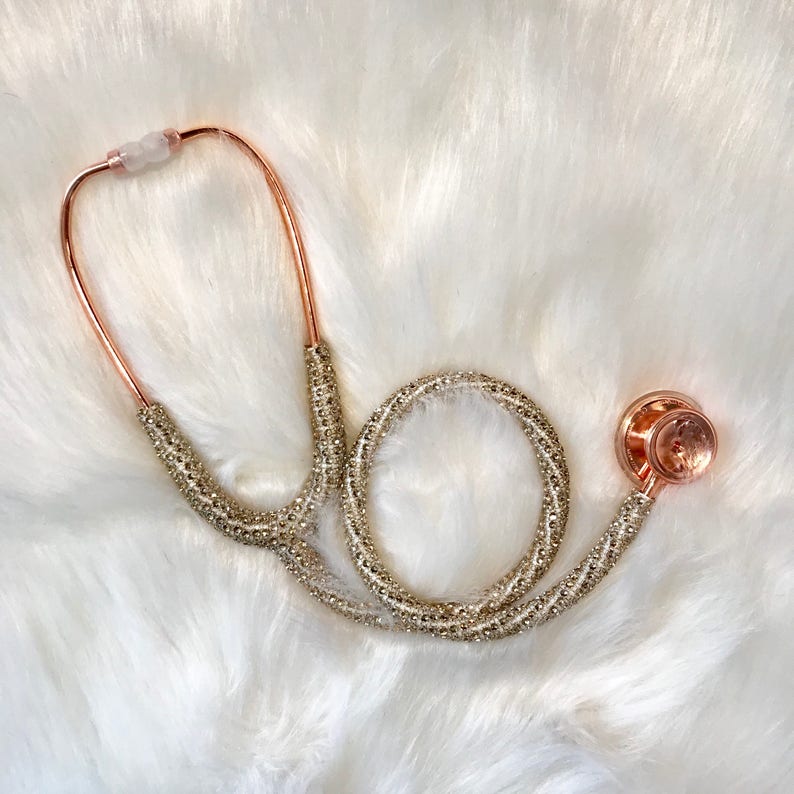 Bling rose gold MDF stethoscope FREE SHIPPING gold and white Etsy