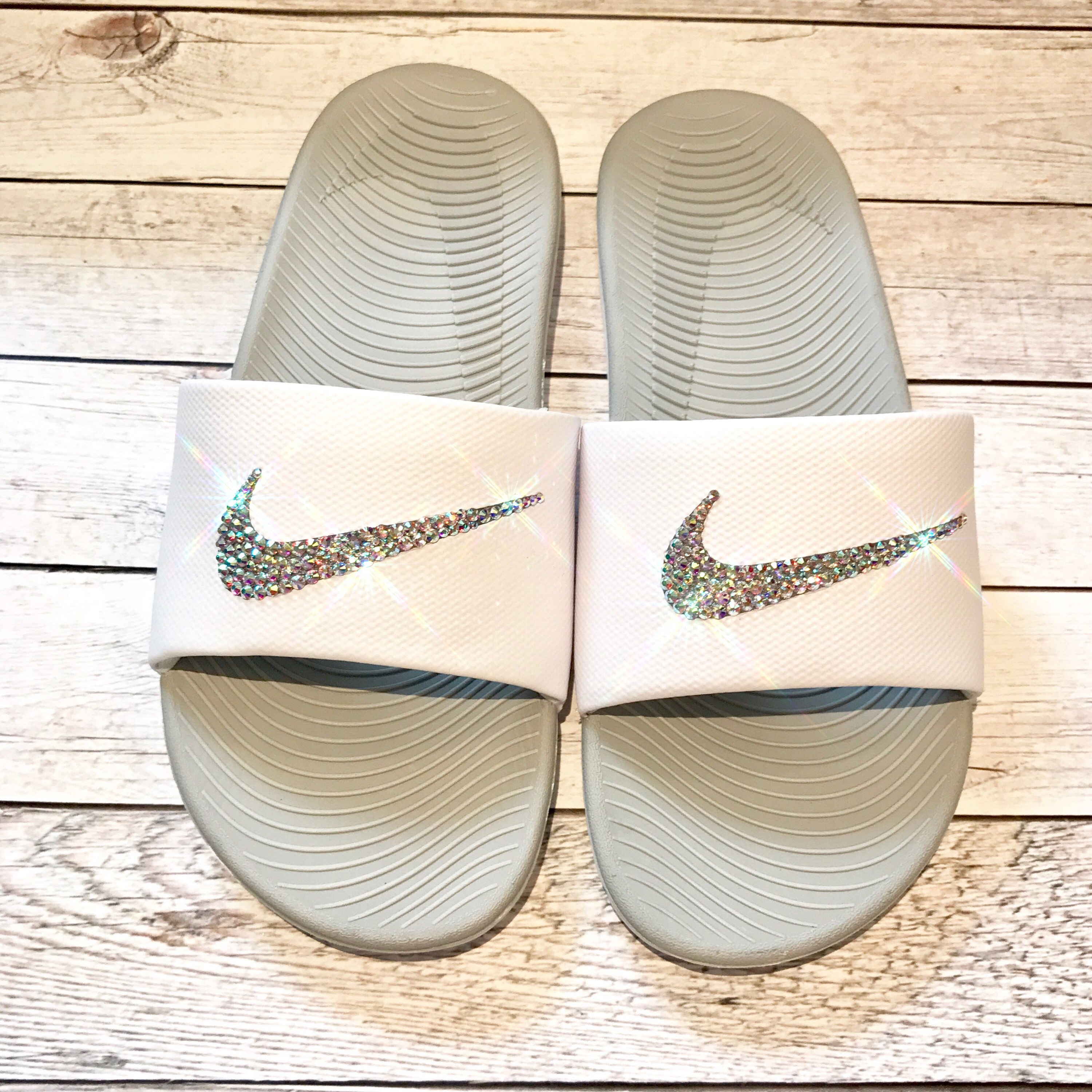 sparkly nike slides