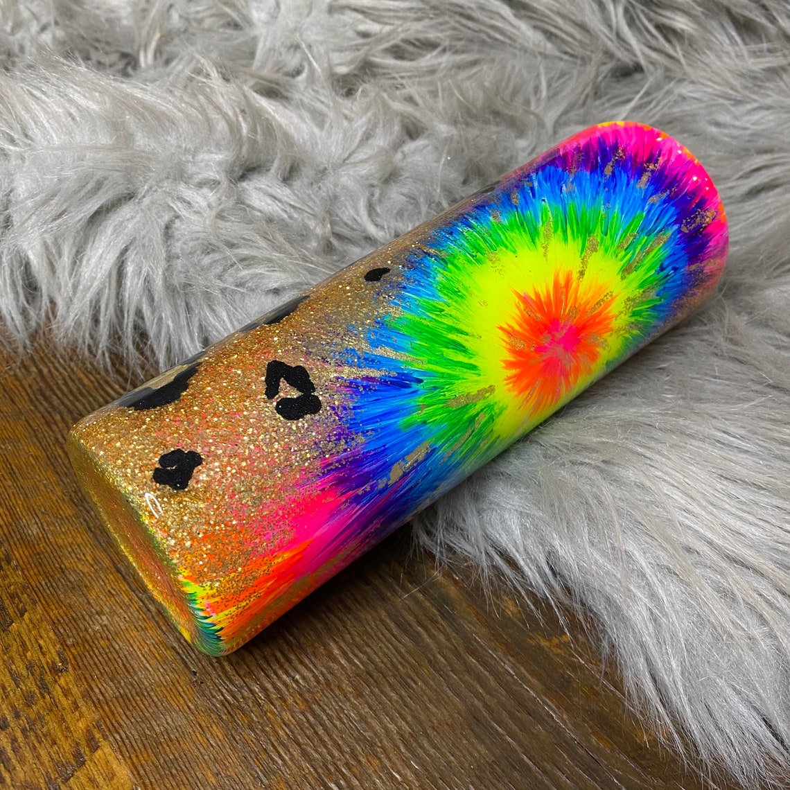 Neon Tie Dye Leopard Swirl Tumbler Bright Acrylic Paint Tie | Etsy