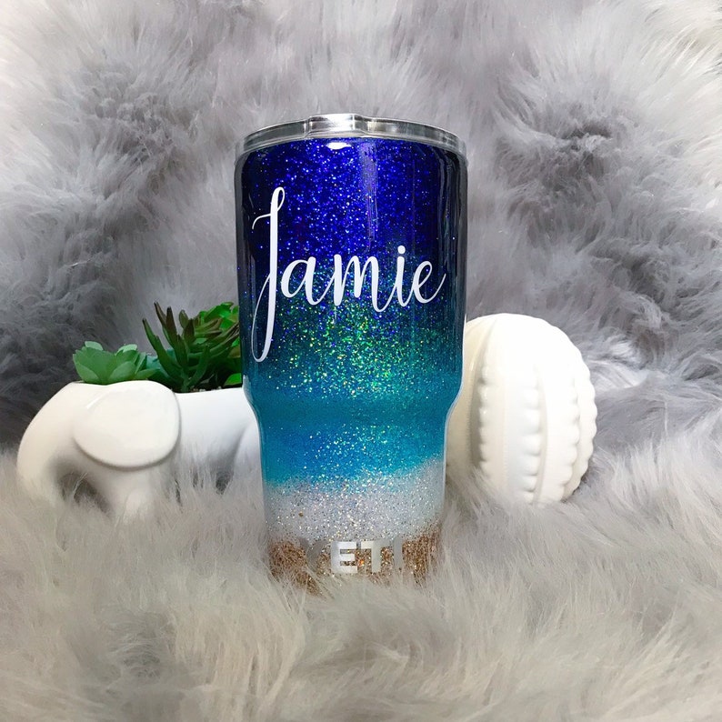 Stainless steel Glitter tumbler glitter beach tumbler Etsy