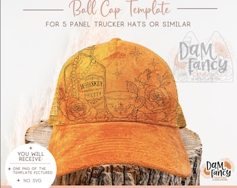 Vorlage zum Verbrennen von Whisky – Digitale Vorlage zum Verbrennen von Hüten – Trucker-Cap – Baseballkappe – Breitkrempige Kappe – Pyrographie-PNG