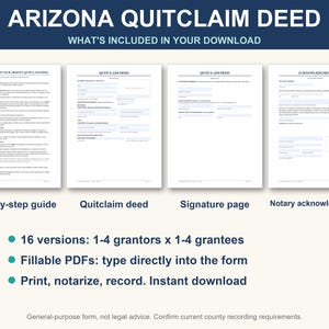 Arizona Quitclaim Deed Form | Fillable PDF Real Estate Property ...
