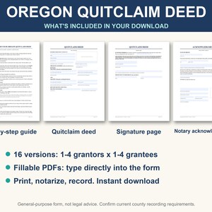 Oregon Quitclaim Deed Form | Fillable PDF Real Estate Property Transfer ...