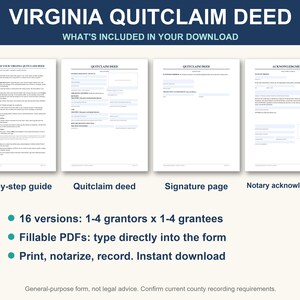 Virginia Quitclaim Deed Form | Fillable PDF Real Estate Property ...