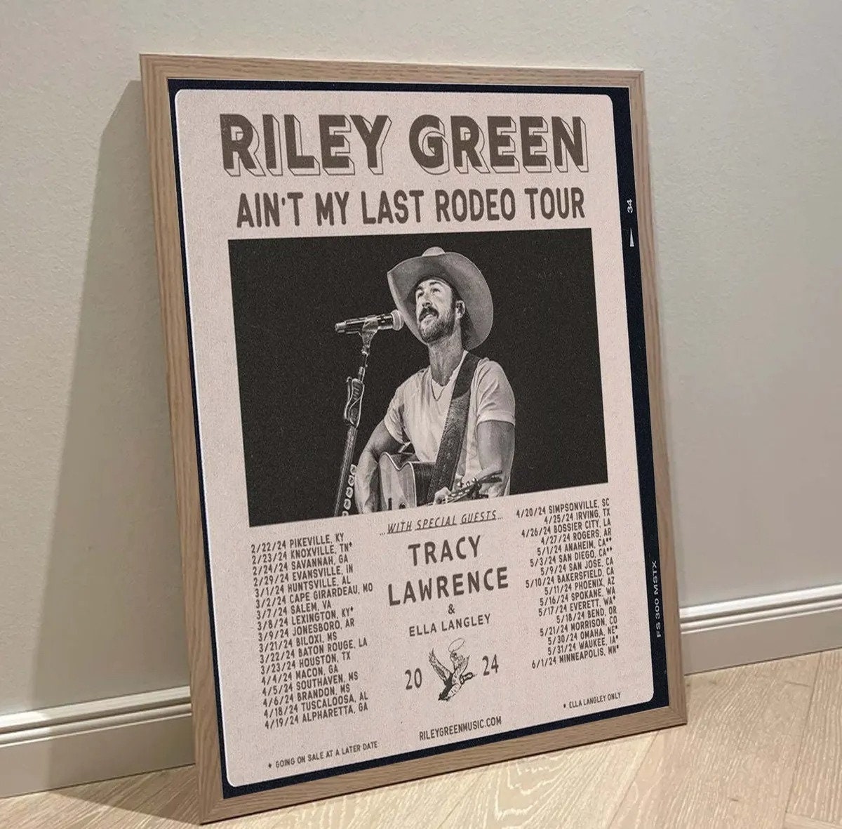 Riley Green Ain't My Last Rodeo Tour 2024 Poster sold by Rebbe Danit