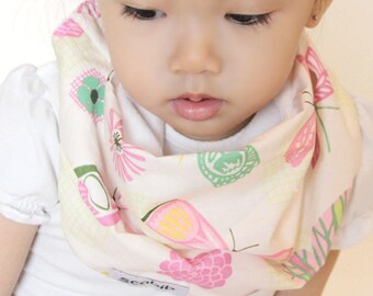 Modern Bib (Whimsical Garden) All in One Scarf & Bib "Scabib" TM for babies or toddlers