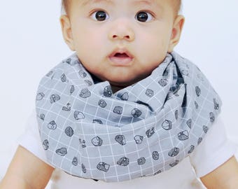 Modern Bib (Gray Asteroid) All in One Scarf & Bib "Scabib for babies or toddlers