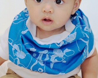 Modern Bib (Blue Meteor) All in One Scarf & Bib "Scabib for babies or toddlers