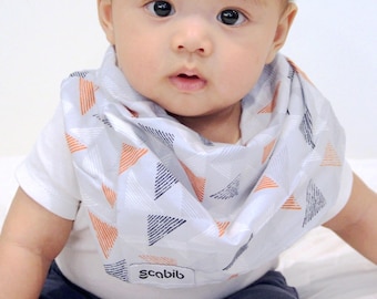100% Organic Cotton (Orange Block Print) SCABIB scarf/bib for children