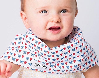 Modern Bib (Paris Bows) All in One Scarf & Bib "Scabib" TM for babies or toddlers