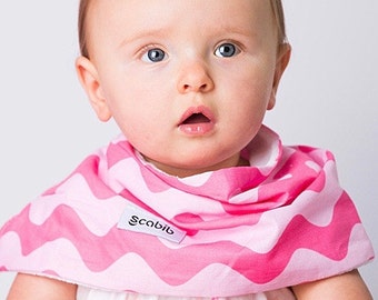 Modern Bib (Pink Waves) All in One Scarf & Bib "Scabib" TM for babies or toddlers
