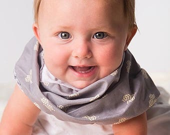 Modern Bib (Gray Fragment) All in One Scarf & Bib "Scabib for babies or toddlers
