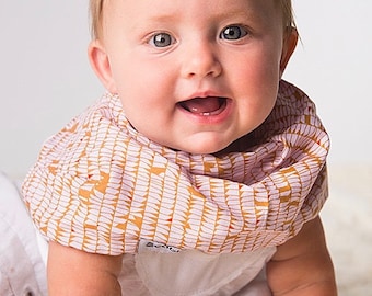 Modern Bib (Caramel Trails) All in One Scarf & Bib "Scabib for babies or toddlers