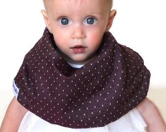 Modern Bib (Burgundy Chambray Dots) All in One Scarf & Bib "Scabib for babies or toddlers