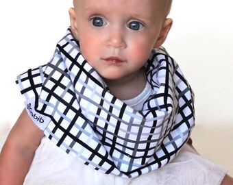 Modern Bib (Graphic Gray) All in One Scarf & Bib "Scabib for babies or toddlers