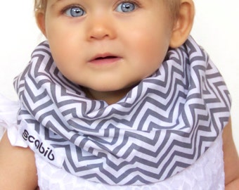 Modern Bib (Grey Chevron) All in One Scarf & Bib "Scabib" TM for babies or toddlers