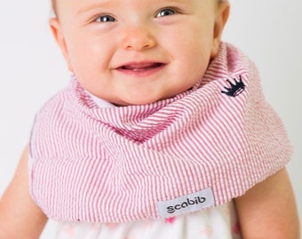 Modern Bib (Seersucker Crowns) All in One Scarf & Bib "Scabib" TM for babies or toddlers