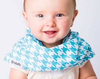 Modern Bib (Water Houndstooth) All in One Scarf & Bib "Scabib" TM for babies or toddlers