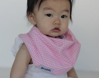 Modern Bib (Pink Gingham) All in One Scarf & Bib "Scabib for babies or toddlers