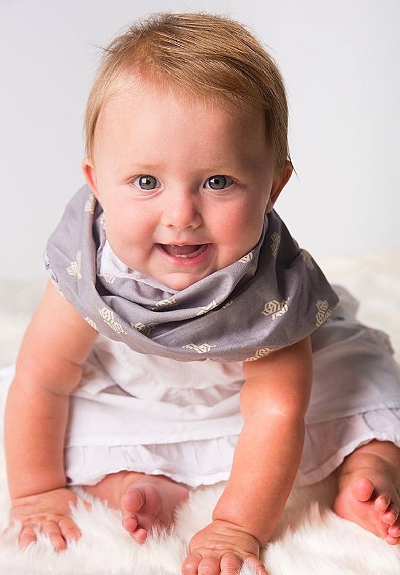 Modern Bib Gray Fragment All in One Scarf & Bib Scabib for babies or toddlers image 1