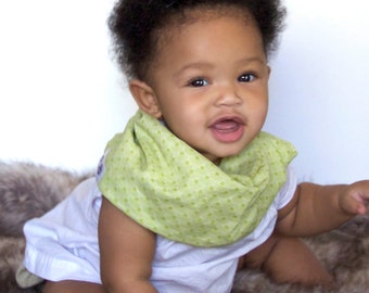 Modern Bib (Green Scallop) All in One Scarf & Bib "Scabib"tm for babies or toddlers